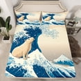 thumbnail image 3 of Feelyou Kawaii Wildlife Bear Twin Sheet Sets, Japaese Ocean Waves Twin Fitted Sheet, Teens Kids Boys Girls Flat Sheet, Microfiber Bedroom Decor, 3pcs, 3 of 8