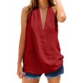 thumbnail image 5 of Sillenn Deep V Neck Halter Sleeveless Tank Shirts Cotton Linen Loose Fit Back Tie Flowy Halter Top Summer Casual Beach Vacation Boho Camisole Tops Flowy Tank Tops Linen Cotton Cute Blouses Red S, 5 of 9