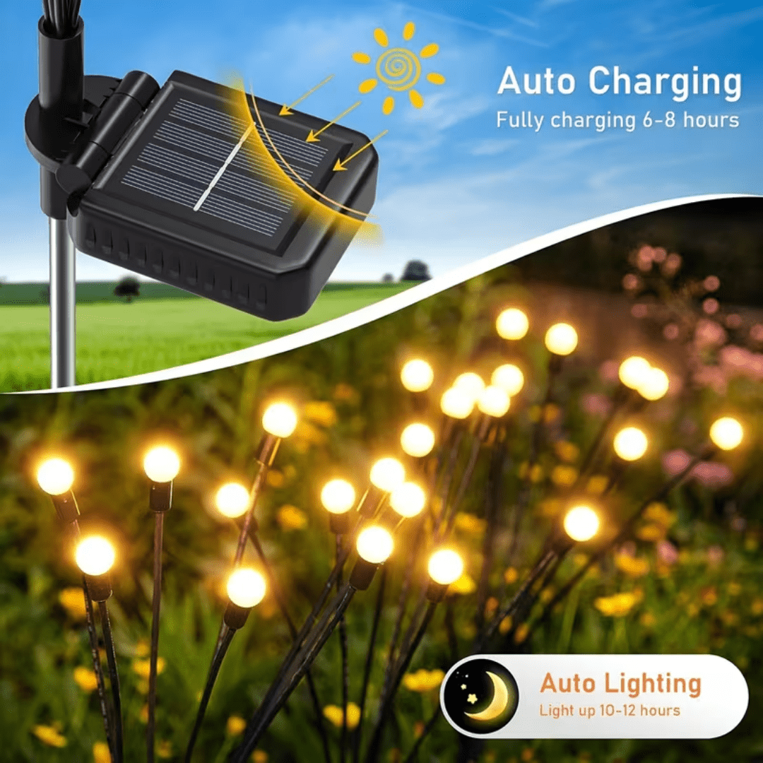 10 Solar Garden Lights Outdoor, Firefly Solar Lights, Wind Swing, Ip4x Waterproof Solar Outdoor Lights, Suitable For Courtyard Garden Decoration, Parties, Christmas Decoration (Warm White)