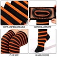 thumbnail image 4 of DOVACKA Plus Size Thigh High Socks for Women, Extra Long Knit Cotton Striped Over Knee Leg Warmers, Breathable Stretchy, Great for Halloween Costume & Cool Weather, 4 of 6