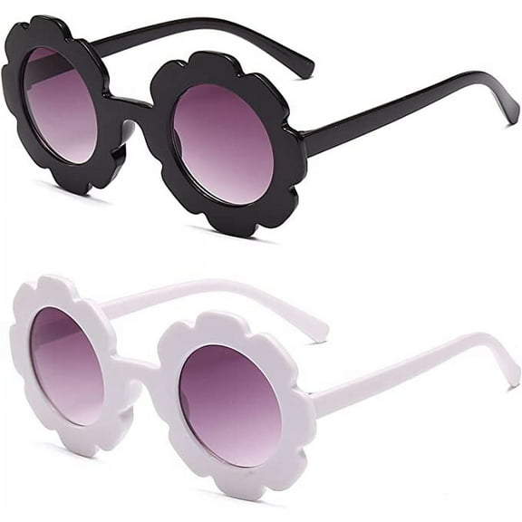 2 Pieces Round Flower Sunglasses Cute Kids Sunglasses UV Protection for Girls Boys