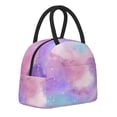 thumbnail image 2 of YFYANG Portable Waterproof Insulated Lunch Bag, Pink Purple Watercolor Art Reusable Cooler Bag / Picnic Bag for Adults Teens, 2 of 9