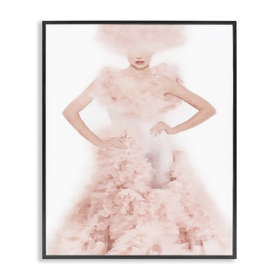 Stupell Industries Art Deco Pink Dress Fashion Illustration Black Framed Giclee Art, 11 x 14, by Amanda Greenwood