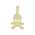 thumbnail image 3 of 14k Yellow Gold, Precision Laser Engraved Skull and Bones Pendant 19mm with 18" Dainty Neck Chain, 3 of 7