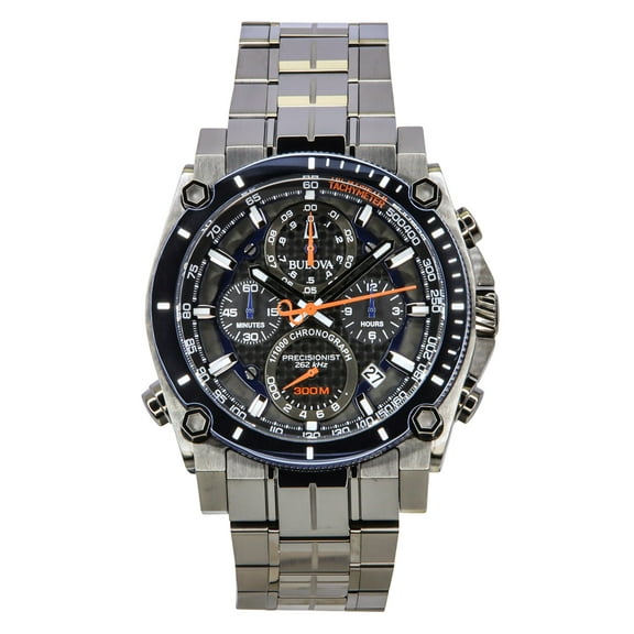 Bulova Icon Precisionist Chronograph Stainless Steel Grey Dial Quartz Divers 98B343 300M Mens Watch