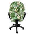 thumbnail image 3 of Tropical Office Chair Slipcover, Composition of Summer Flowers and Fern Monstera Leaves Exotic Hawaiian Foliage, Protective Stretch Decorative Fabric Cover, Standard Size, Multicolor, by Ambesonne, 3 of 5