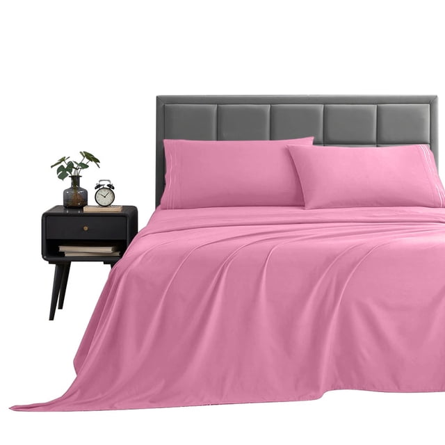 Sábana Matrimonial Microfibra Lisa Ultra Suave ROSA
