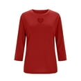 thumbnail image 6 of successthop 3/4 T Shirts for Women Heart Shaped Cutout Crewneck Trendy Shirt Lightweight Blouse Solid Casual Outfits L, 6 of 8
