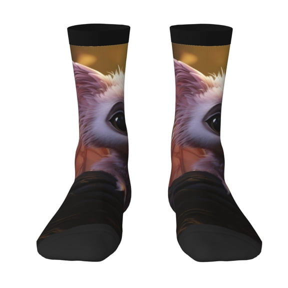 Uemuo Adorable Fluffy Bat Pattern Women's Crew Socks, Soft Durable Breathable Moisture-Wicking with Odor Control Cotton socks