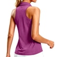 thumbnail image 2 of TGSLY Women's Collared Racerback Tank Tops Lightweigh Thin Casual Sleeveless Vest with Half Zipper Quick Dry Solid Color Athletic Golf Shirts XXL, 2 of 10