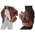 thumbnail image 2 of Chaqueta Acolchada Corta con Estampado Floral Vintage para Mujer, Chaqueta Corta Abierta Al Frente, Ropa de Abrigo Café S, 2 of 6