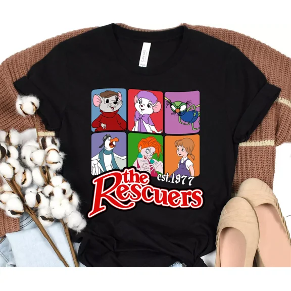 RARE vintage The Rescuers Characters Group Shot 1977 Unisex Adult Kid Shirt 5926313