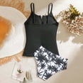 thumbnail image 7 of Ymyiu Little Girls Bathing Suits Teen Girls Tankini Swimsuit 2 Piece Bathing Suit Color-Block Drawstring Girls' Swimwear Size 7-8 Years (Black,7-8 Years), 7 of 7