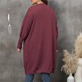 thumbnail image 4 of Lovskoo Long Cardigans for Women Trendy Large Loose Medium Long Sweater Double Pocket Lantern Sleeve Sweater Cardigan Coat Claret, 4 of 5
