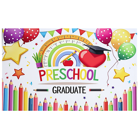 Colorful Design Preschool Banner Graduation Party Polyester Material Decorative Easy Setup for Classroom Celebration Kids Event Graduation Ceremony