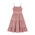 thumbnail image 7 of Summer Dresses for Women Women's Sleeveless Square Neck Tiered Ruffle Smocked Waist Casual Summer Dress Spaghetti Strap Sleeveless Mini Solid Pink XXL, 7 of 7