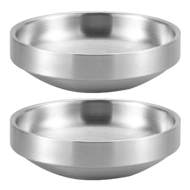 Juego de 2 platos de acero inoxidable para condimentos de kimchi coreano, ideales para la cocina del hogar.