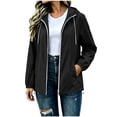 thumbnail image 2 of Jackets for Women Baeitkot Women's Solid Color Winter Fashion Hooded Drawstring Sports Waterproof Raincoat Windbreaker Long Sleeve Jacket, 2 of 9