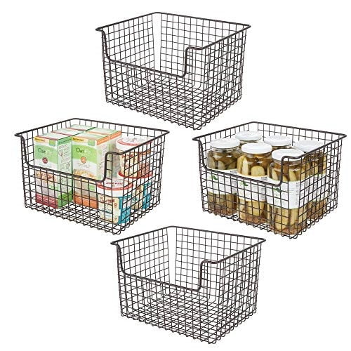 mDesign Metal Kitchen Pantry Food Storage Organizer Basket Bin