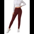 thumbnail image 3 of Leggings de Cintura Alta y Gruesos para Mujer: Pantalones de Yoga, Ciclismo y Entrenamiento con Control de Abdomen Sin Transparencias. Vino Tinto M, 3 of 8
