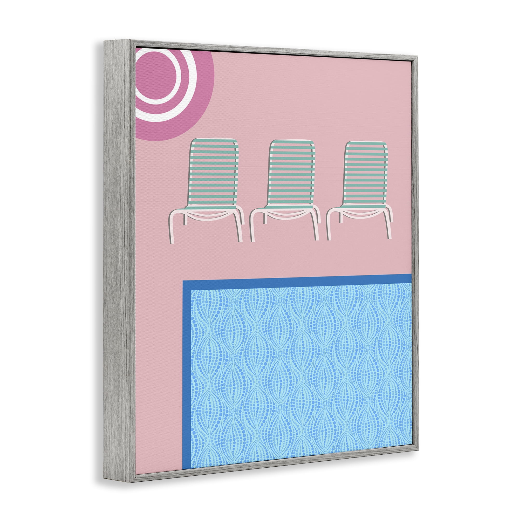 Stupell Industries Summer Poolside View Scenery Painting Gray Framed Art Print Wall Art, 24 x 30