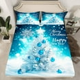 thumbnail image 2 of Feelyou Snowflake Tree Full Size Sheets, Happy New Year Bed Sheets, Blue Christmas Theme Sheet Sets, Lightweight Room Decor,4-Piece, 2 of 7