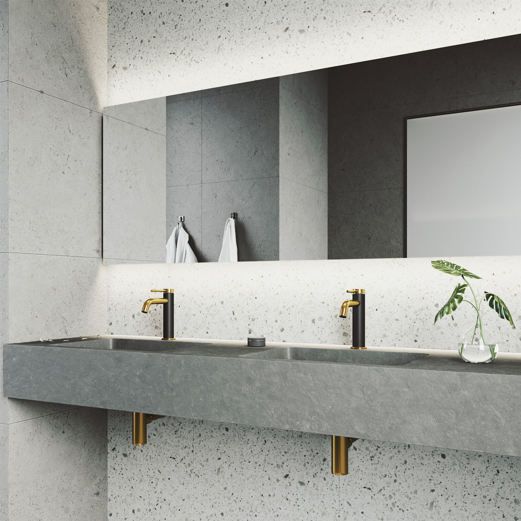 VIGO Madison Single Handle Single-Hole Bathroom Faucet in Matte Gold and Carbon Fiber