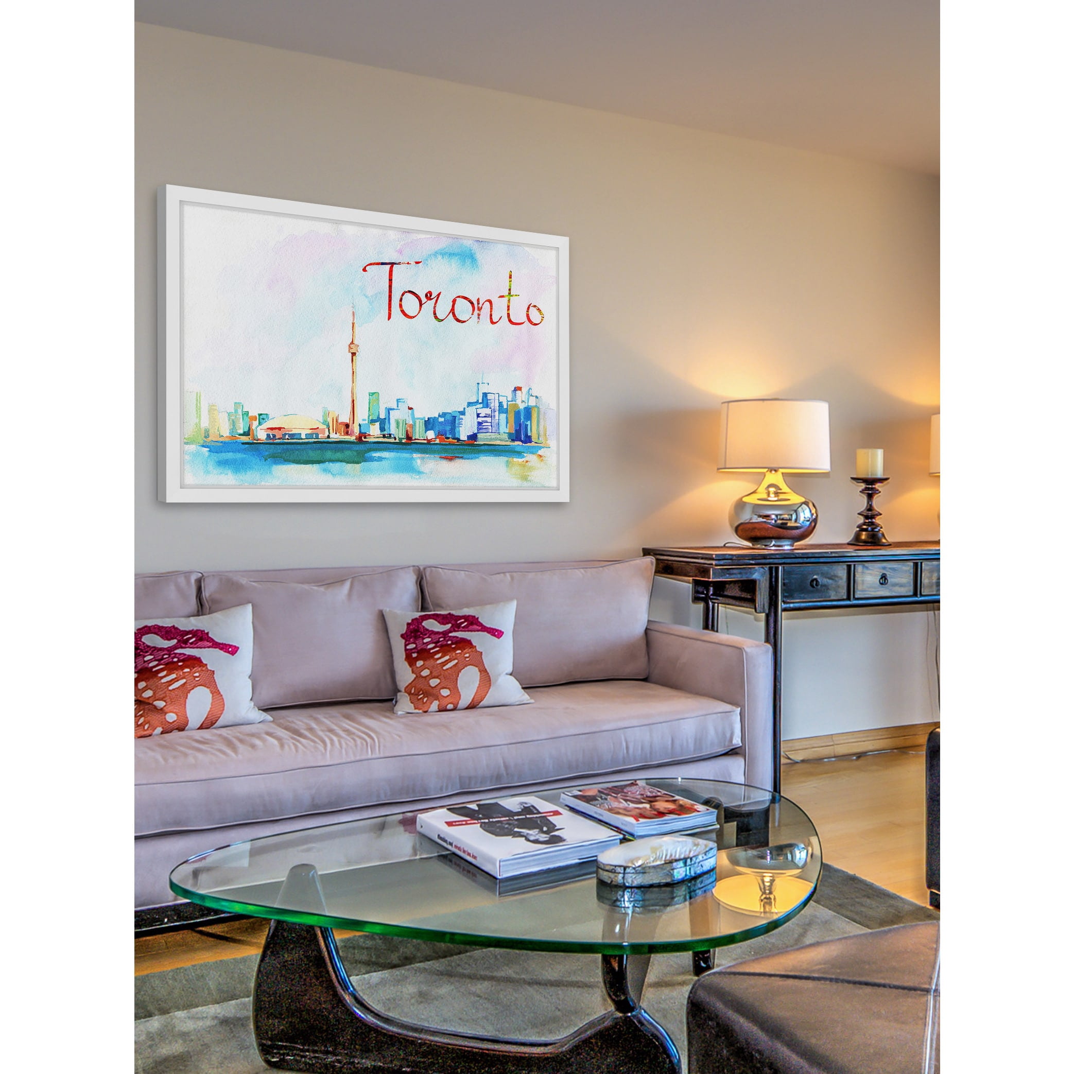 "Toronto Skyline - Watercolor" Framed Painting Print