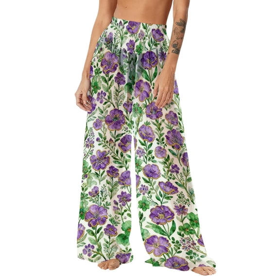 Women's Pants Petite,Womens Sheer Beach Pants See Through Mesh Bottoms for Bathing Suit Beach Wide Leg Swim Cover Up Pants