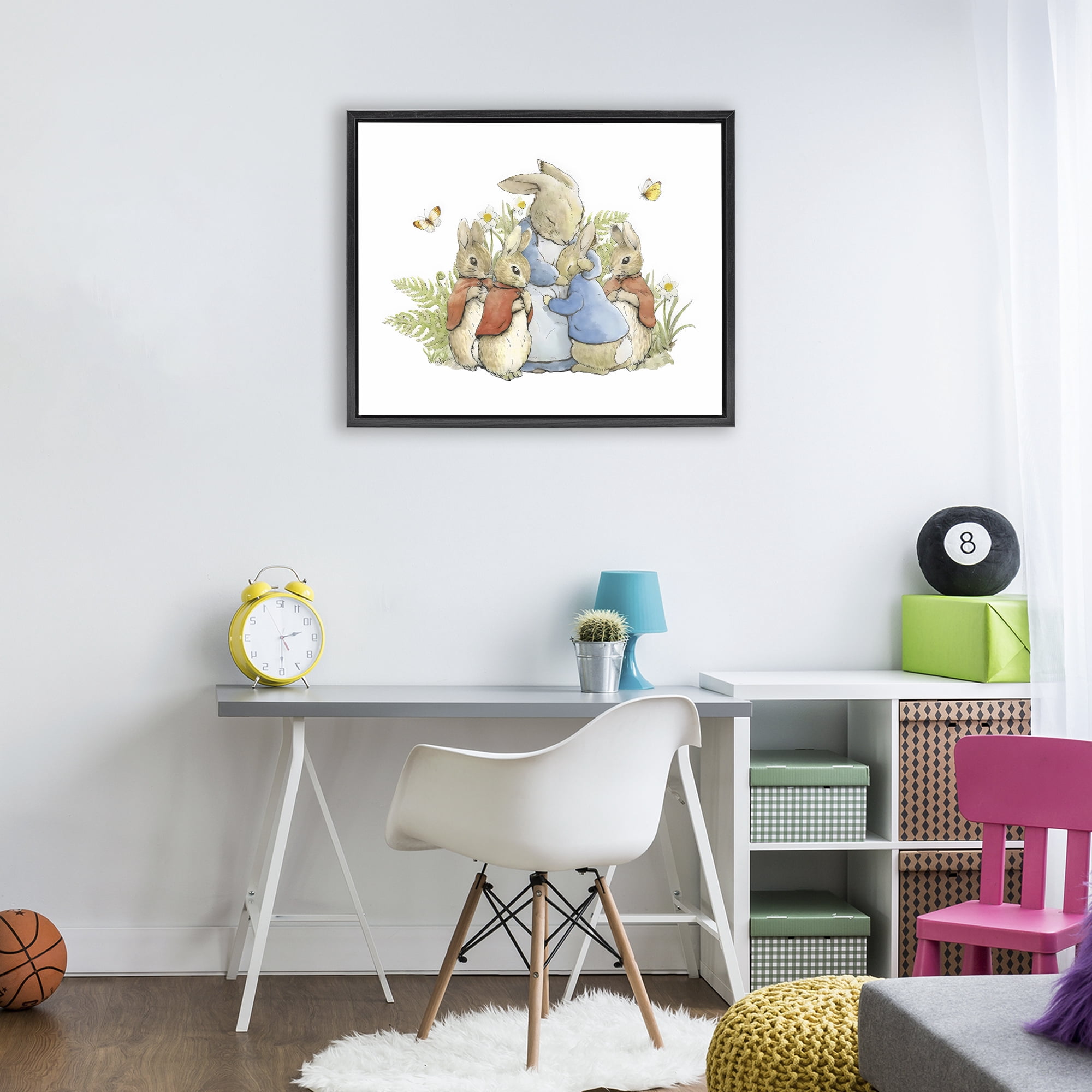 Stupell Industries Hugging Mother Rabbit Black Framed Floater Canvas Wall Art, design by Arlington Prints