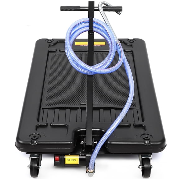 17 Gallon Electric Oil Drain Plastic Pan - 110V Pump, 7.2 Ft Hose & Wheels for Easy Use