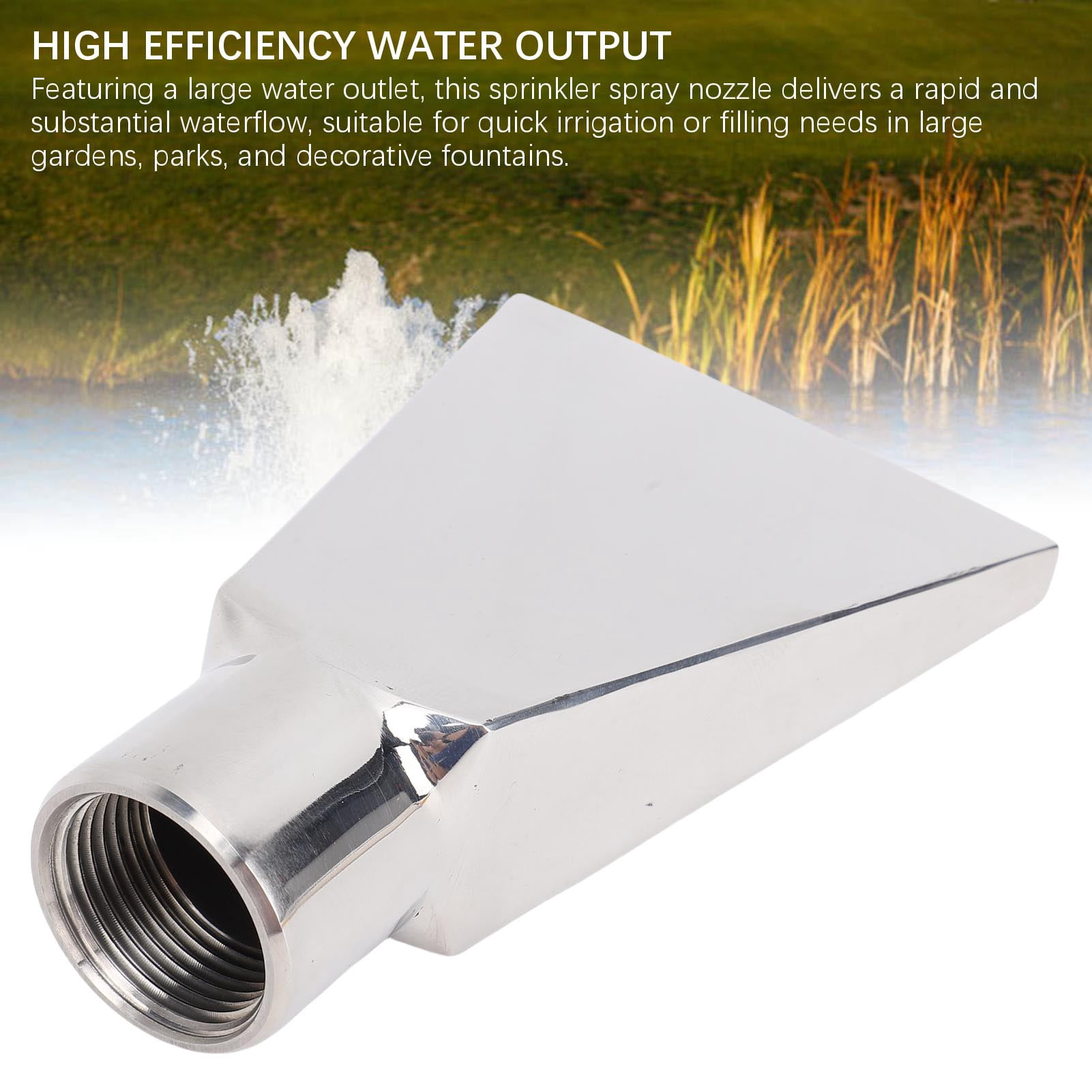 Suodoka 3/4 Inch Thread Fan Shaped Fountain Spray Nozzle, Flat Duck Bill Water Sprinkler for Outdoor Garden Pond, Stainless Steel (4.3 inches / 11 cm)