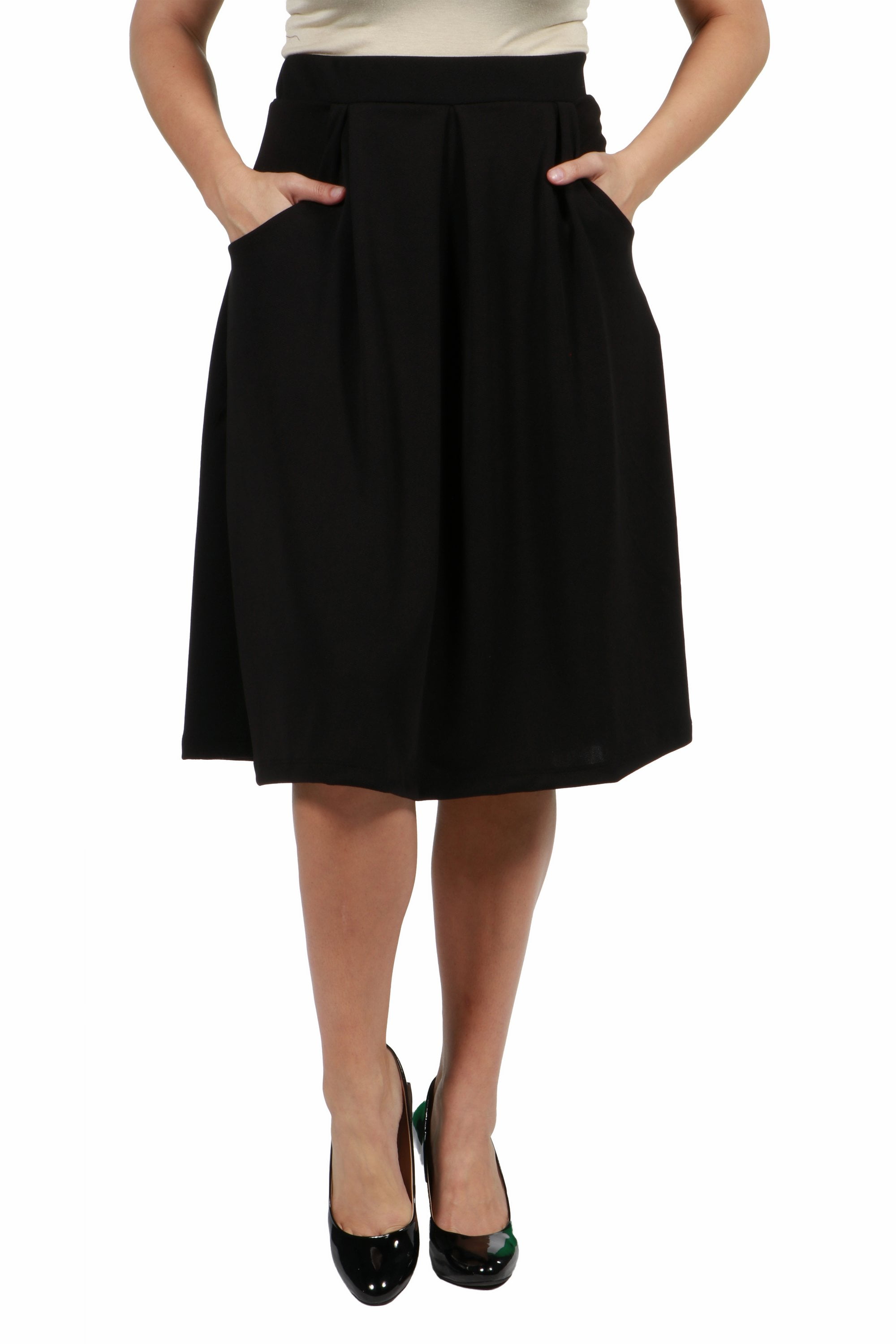 24/7 Plus Size Comfort Apparel Classic Plus Size Knee Length Black Skirt With Pockets - Walmart.com