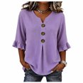 thumbnail image 2 of Women's 3/4 Sleeve V-Neck Plus Size Casual Fashion Blouse Loose Comfortable Top, 2 of 5
