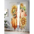 thumbnail image 4 of Thanksgiving Sheer Curtains 84 inches Long, Pumpkin Sunflower Fall Harvest Linen Texture Light Filtering Sheer Window Curtains Rod Pocket Voile Drapes for Bedroom Living Room, 52"W x 84"L 2 Panels, 4 of 7