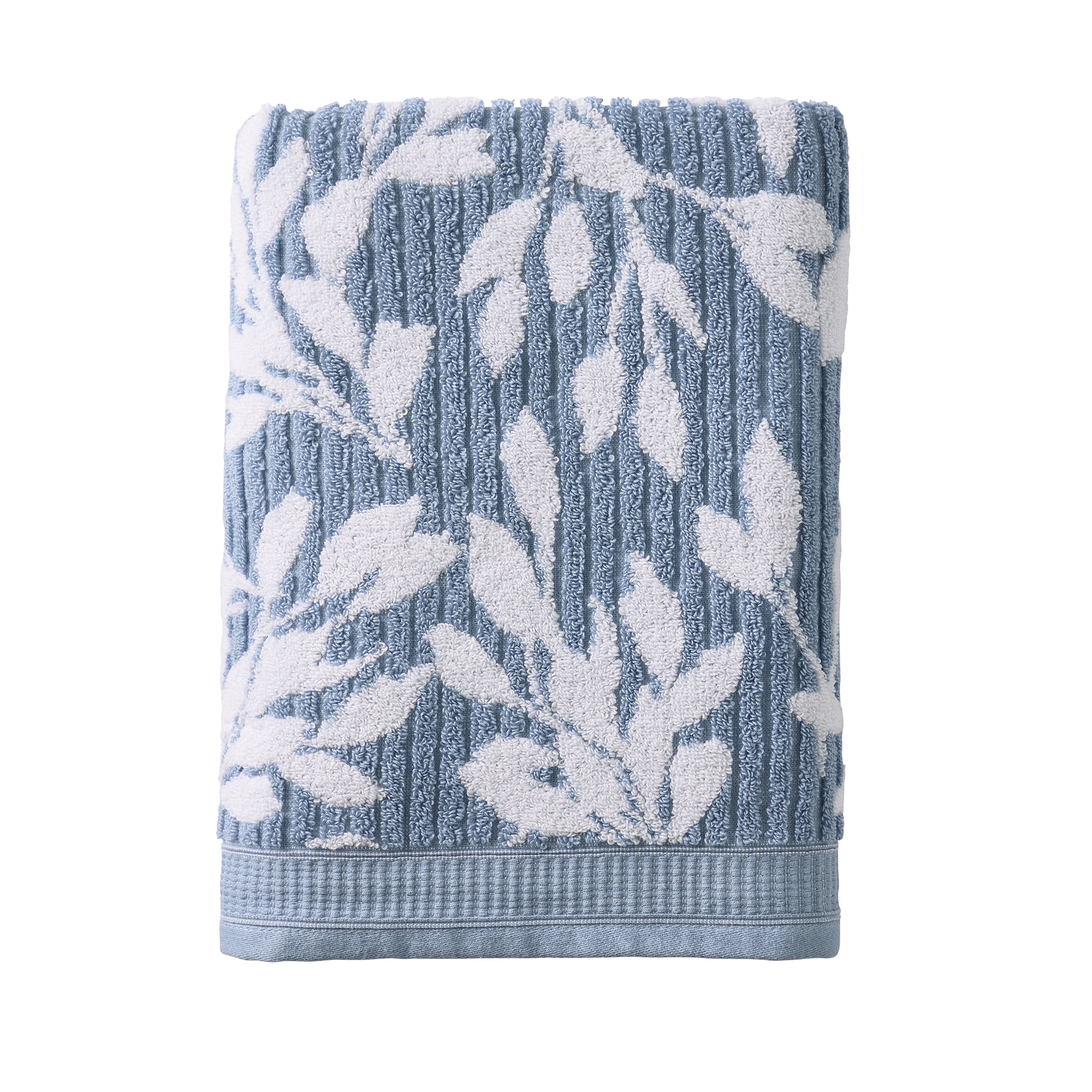 Better Homes & Gardens Signature Soft Floral 6 Piece Towel Set,Blue Silver/Arctic White