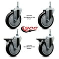 thumbnail image 2 of 5 Inch Black Polyurethane 12MM Threaded Stem Caster Set 2 Brakes SCC, 2 of 2