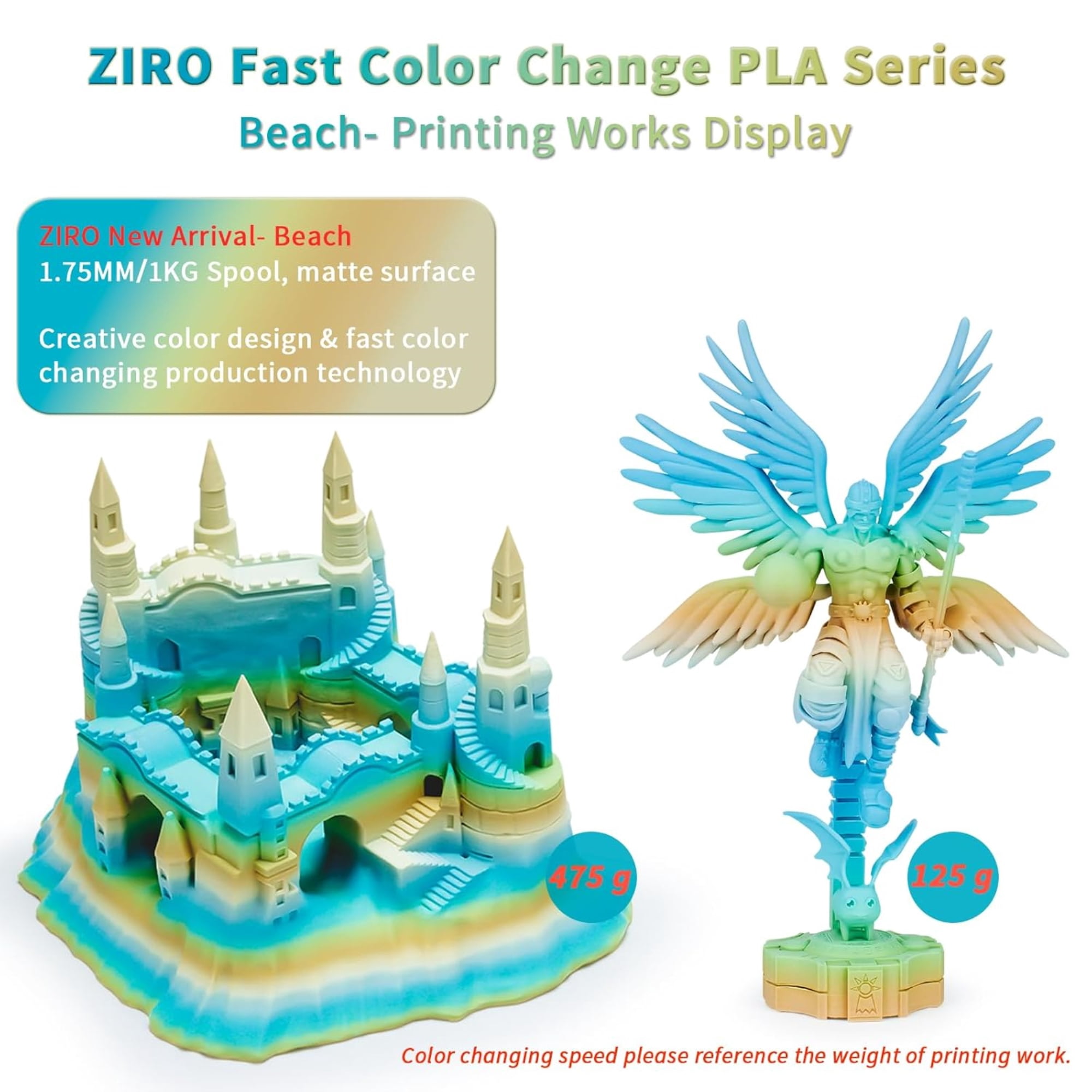 Ziro 3D Gradient Matte PLA 1.75mm 1kg, Beach