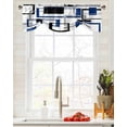 thumbnail image 3 of Tie Up Valance Curtain for Kitchen, Abstract Geometric Squares Rod Pocket Short Curtains Adjustable Tie-Up Shade Valances, Modern Blue Lines Art Window Treatment for Bathroom Living Room Bedroom, 3 of 7