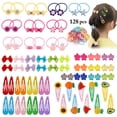 thumbnail image 1 of 128Pcs Hair Accessories Set Hair Claw Clips Snap Hair Bows Clips Hair Ropes Ponytail Holder Set for Baby Girls Toddlers, 1 of 6
