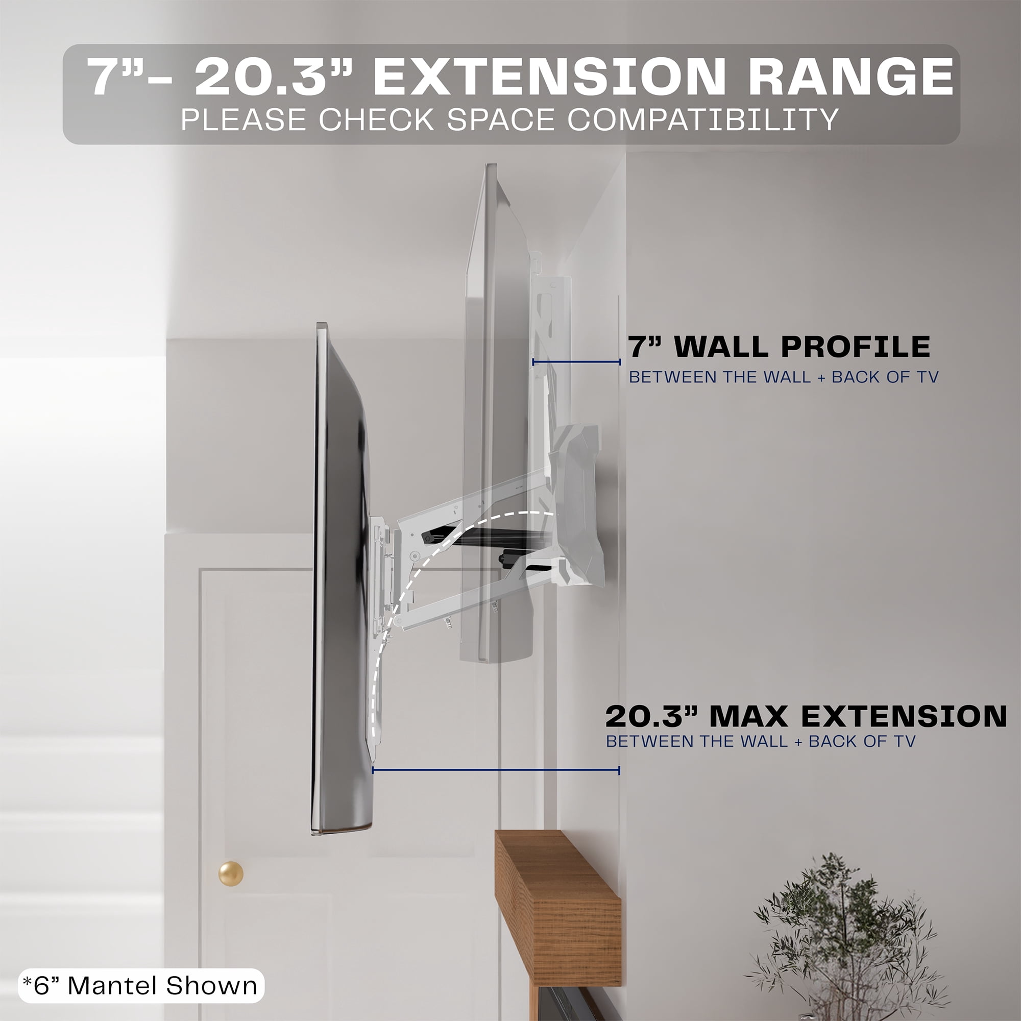 VIVO White Electric Adjustable TV Above Fireplace Mount for 37" to 70" Screens