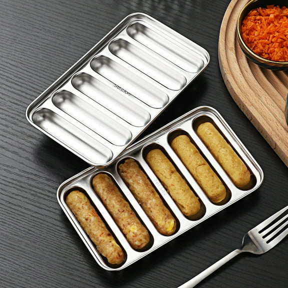 Sausage Mould 6 Grids Steamable Portable Stainless Steel Handmade Hot Dog Mold for Home