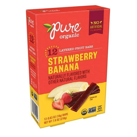 Pure Gluten-Free Organic Strawberry Banana Fruit Snack Bar, 7.6 Oz. 12