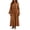 Khaki #03, variant on Women V Neck Button Front Maxi Dress Ruffle Flare Long Sleeve Empire Waist Tiered Pleated Loose Boho Vacation Dress