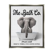 Stupell Industries Vintage Bath Ad Elephant Animals & Insects Painting Gray Floater Framed Art Print Wall Art, 25 x 31