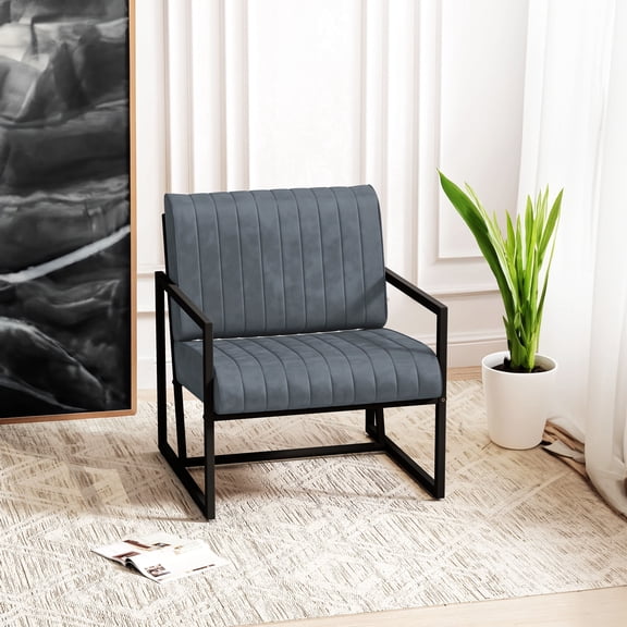 1pc Armchair with Metal Frame, Grey
