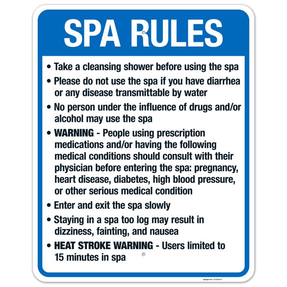 Montana Spa Rules Sign, Complies With State Of Montana Pool Safety Code,