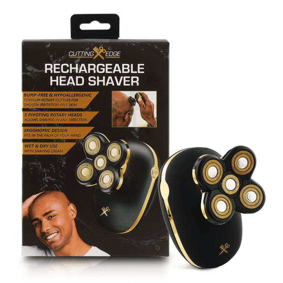 Cutting Edge Men Rechargeable Head Rotary Shaver - Bump-Free and Hypoallergenic Titanium Rotary Cutters for Smooth, Irritation-Free Skin