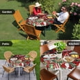 thumbnail image 4 of Red Black Plaid Snowman Christmas Round Tablecloth for 45-54 Inch Tables,Fitted Table Cover with Elastic Edge,Xmas Snowflake Botanical Waterproof Outdoor Table Cloth Protector for Patio Garden Dinner, 4 of 9