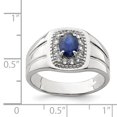 thumbnail image 3 of Sterling Silver Men's Blue Sapphire and White Topaz Ring - Size 11, 3 of 3